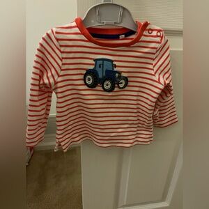 Boden Red and White Striped Baby Long Sleeve Tee